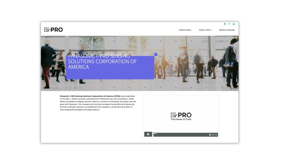 Panasonic I-PRO Sensing Solutions Announces Changing Global Branding To I-PRO