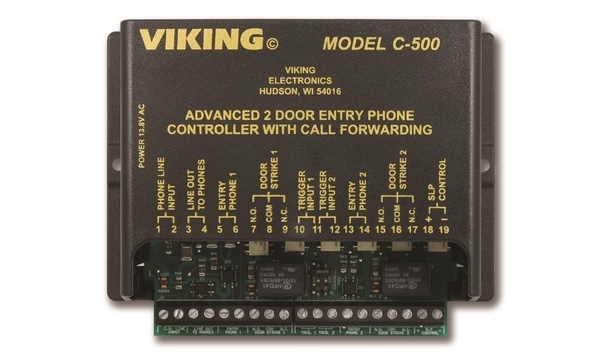 Viking Electronics’ C-500 advanced entry phone controller is designed with call forwarding, relay control and keyless entry