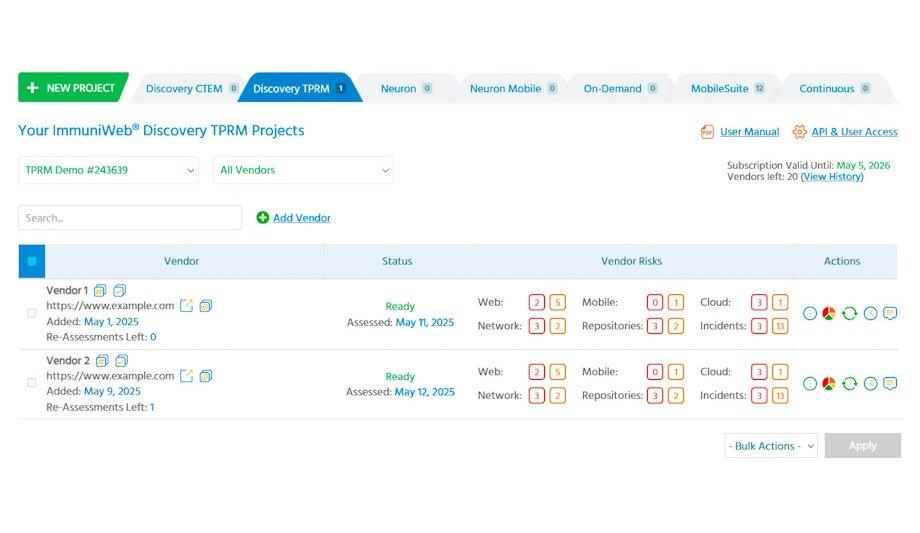 ImmuniWeb Discovery TPRM: Manage Cyber Risks Effectively