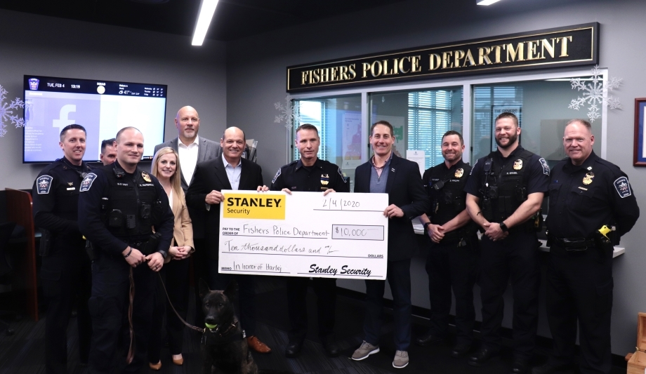 STANLEY Security Donates $10,000 To The Fishers Police Department Toward A New Canine Officer