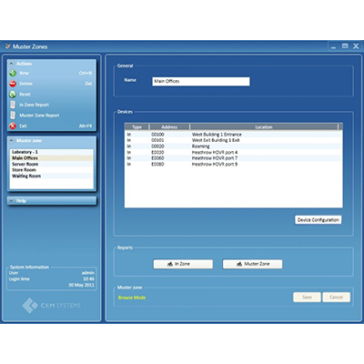 CEM AC2000 Muster Zones Application For Emergency Situation
