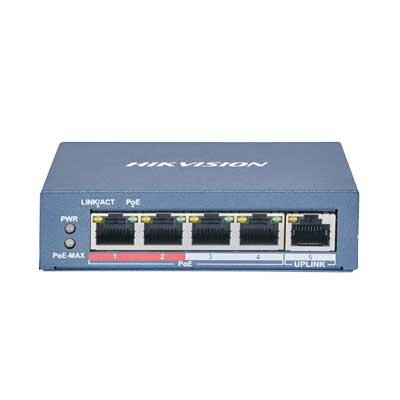 Hikvision DS-3E0105P-E(B) 4 Port 100 Mbps Long-Range Fast Ethernet Unmanaged PoE Switch