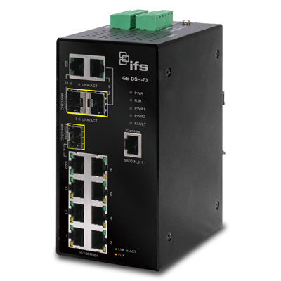 IFS GE-DSH-82-PoE 8 Port Industrial Fast Ethernet Managed Switch