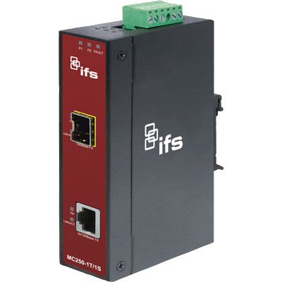 IFS MC250-1T/1S Fast Ethernet to SFP Industrial Media Converter