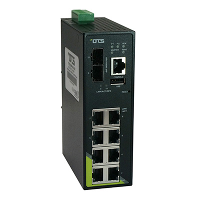 OT Systems ET8222MPpH-S-DR 8-port 10/100/1000Base-TX (PoE+) + 2-port 100/1000Base-FX SFP Ethernet Switch
