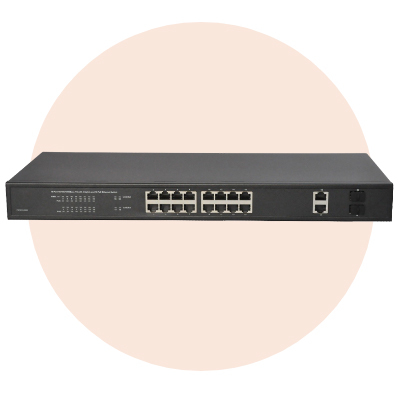 Hanwha Techwin America SWT-P-162-480B 16 Port PoE+ Switch
